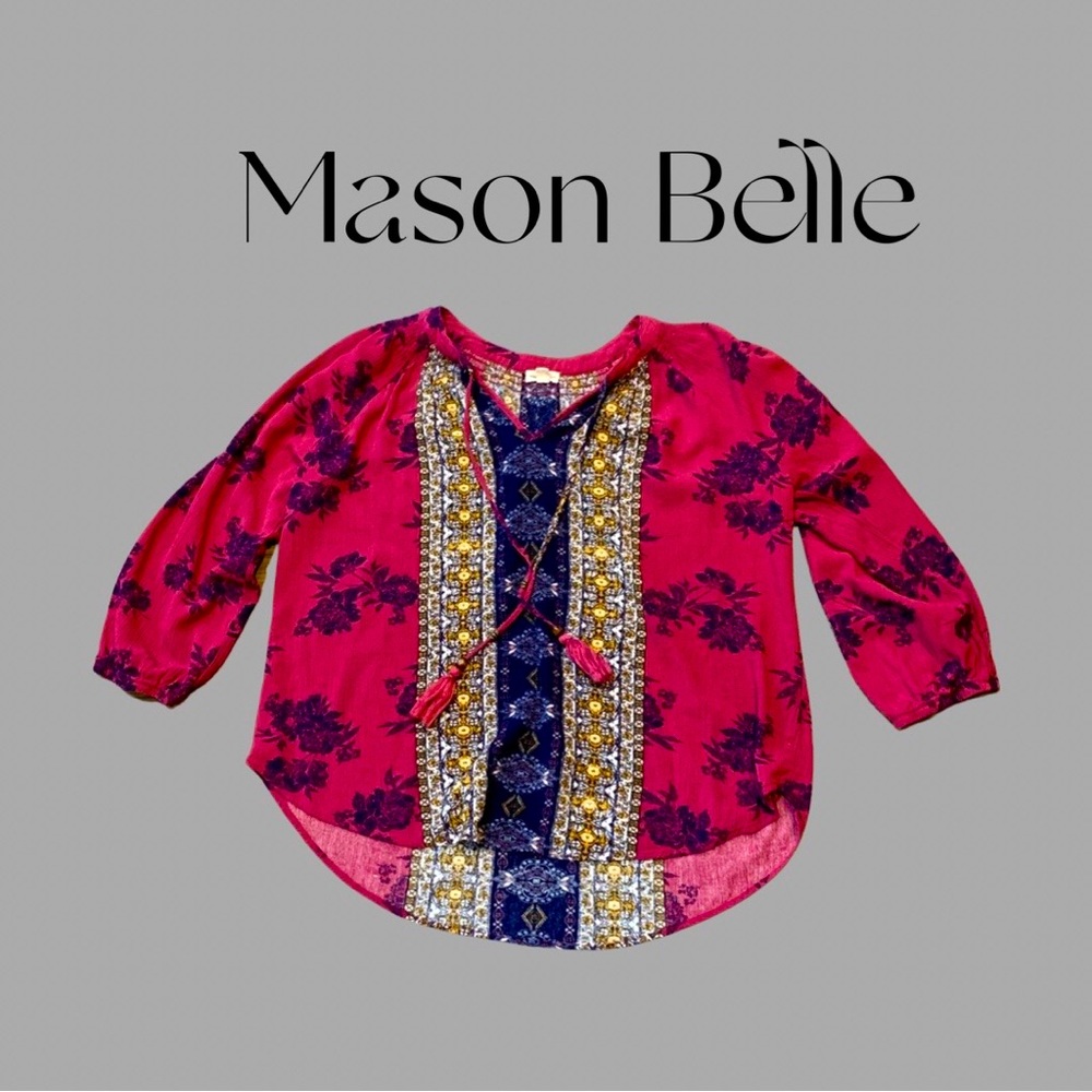 Mason Belle Boho Peasant Blouse!  Adorable!  Size LG.  In excellent condition!